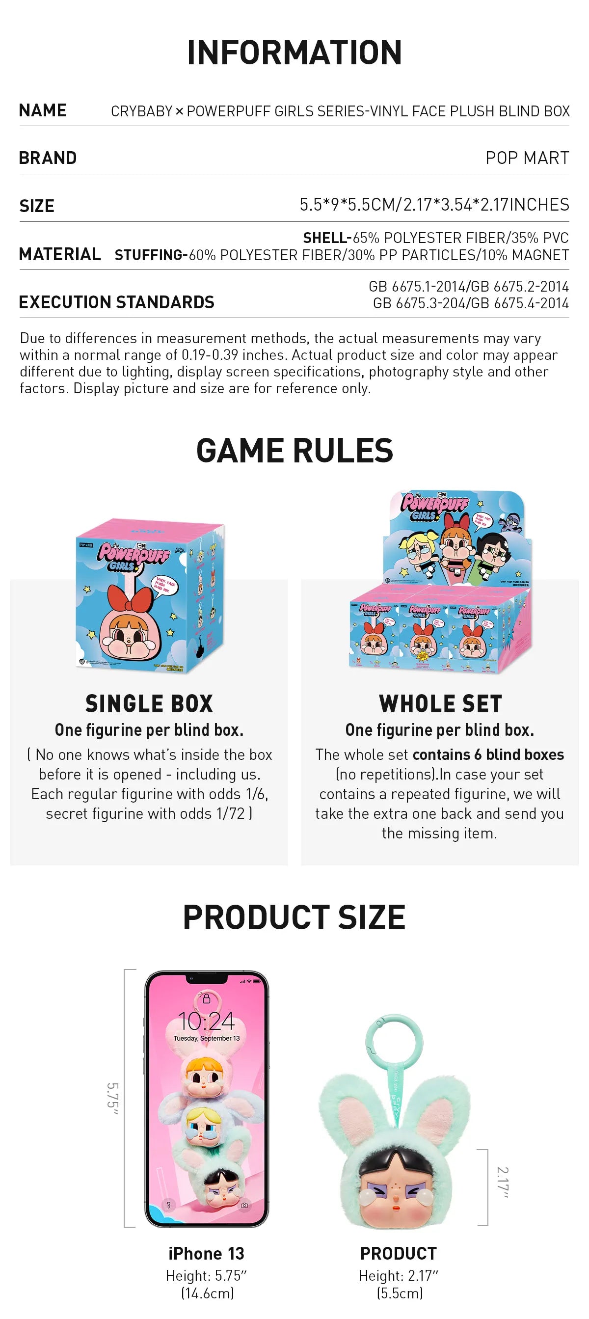 CryBaby -Powerpuff Girls Series Vinyl Face Plush Blind Box
