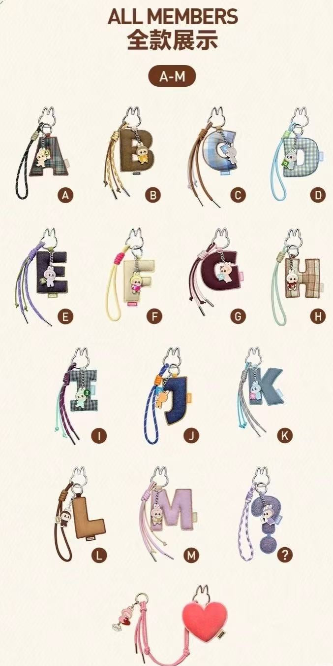 THE MONSTERS Pin for Love Series-Letter Plush Pendant Blind Box (A-M)