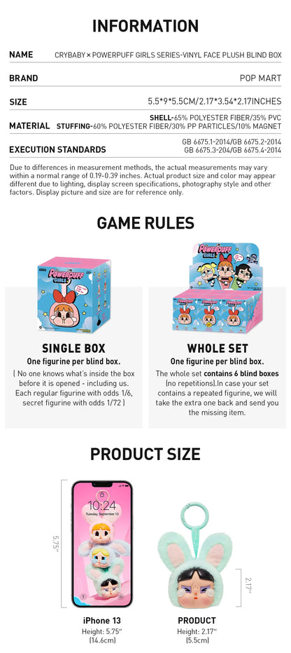 CryBaby -Powerpuff Girls Series Vinyl Face Plush Blind Box